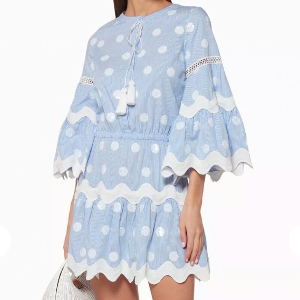 Alexis White & Blue Striped Amilna Dress Preppy Coastal